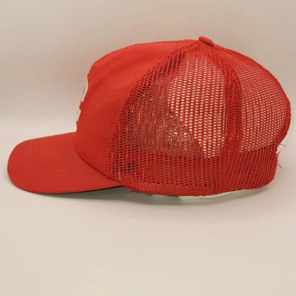 Vtg Cincinnati Reds Hat Cap Twins Boston MA Trucker Snapback Red Some Stains GUC